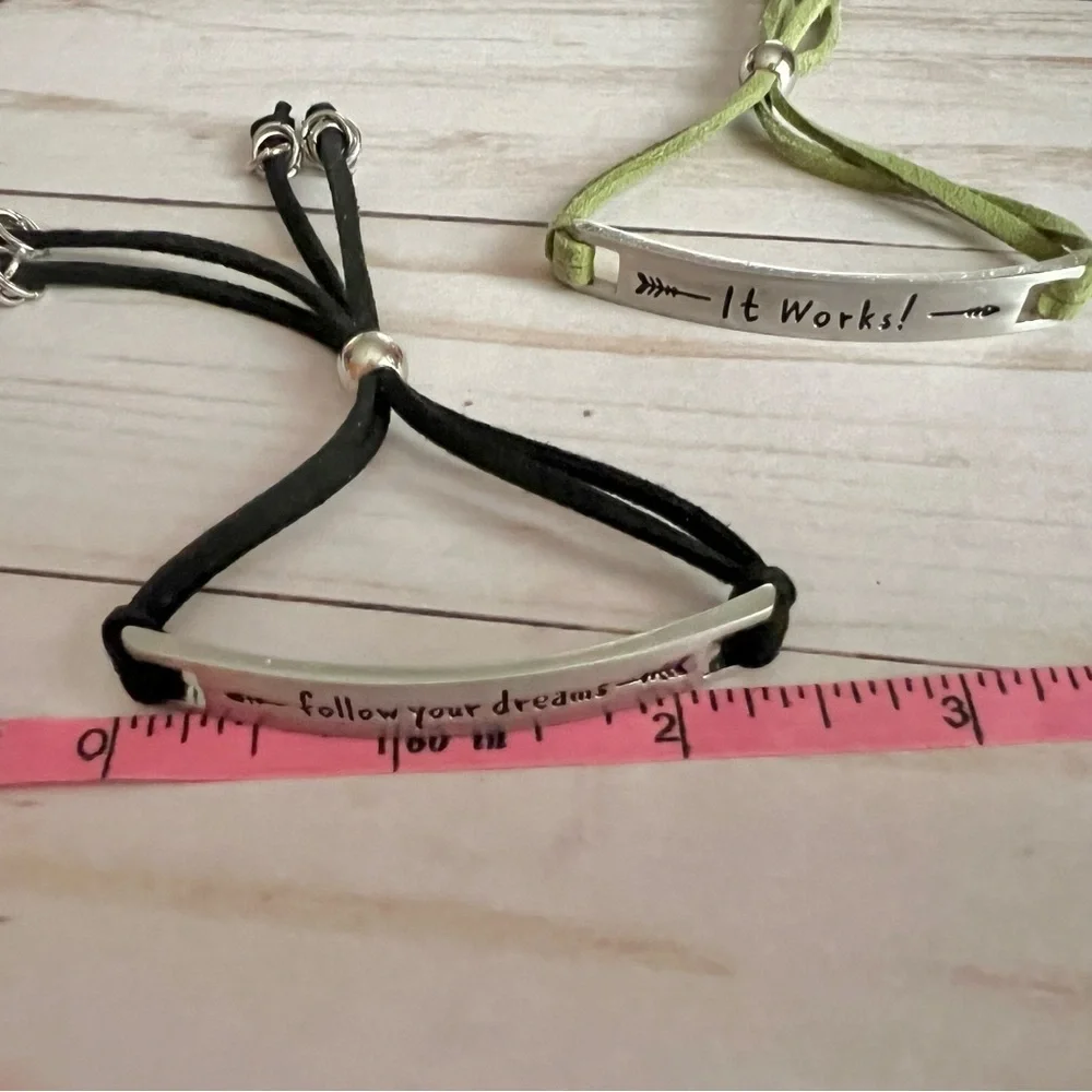 3/$15 Follow Your Dreams Adjustable Inspiration Bracelets Set of 2 New NWOT